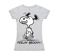 Logoshirt® Peanuts I Snoopy I Feelin' Groovy I T-Shirt imprimé I Femme I Gris I Design Original sous Licence I Taille XS