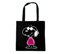 Logoshirt® Peanuts I Snoopy I Joe Cool rose I Sac en coton I imprimé I avec longues poignées I noir I Design sous licence