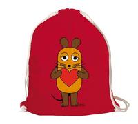 Logoshirt® Sendung mit der Maus I La Souris I Cœur I Sac de gym I Cotton I Imprimé I AZO-free I Cordon de serrage I rouge I Design sous licence