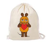 Logoshirt® Sendung mit der Maus I La Souris I Cœur I Sac de gym I Cotton I Imprimé I AZO-free I Cordon de serrage I naturel I Design sous licence