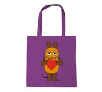 Logoshirt® Sendung mit der Maus I La Souris I Cœur I Sac en coton I imprimé I avec longues poignées I violet I Design sous licence