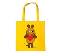 Logoshirt® Sendung mit der Maus I La Souris I Cœur I Sac en coton I imprimé I avec longues poignées I jaune I Design sous licence