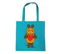 Logoshirt® Sendung mit der Maus I La Souris I Cœur I Sac en coton I imprimé I avec longues poignées I turquoise I Design sous licence