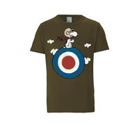 LOGOSHIRT T-Shirt 'Peanuts - Snoopy Pilot' bleu / olive / rouge / blanc, Taille L