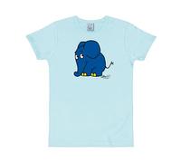 Logoshirt® TV I Die Sendung mit der Maus I L'éléphant I T-Shirt imprimé I Femme & Homme I Manches Courtes I Bleu Clair I Design Original sous Licence I Taille S