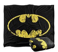 LOGOVISION Batman Classic Logo Distressed Plaid Ultra Doux au Toucher Soyeux - 152 x 127 cm