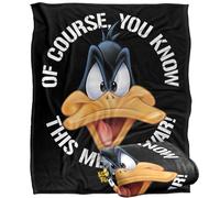 LOGOVISION Looney Tunes Daffy Big Head This Means War Plaid Ultra Doux au Toucher Soyeux - 152 x 127 cm