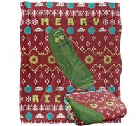 LOGOVISION Rick and Morty Merry Pickle Rickmas Ugly Christmas Sweater Plaid Ultra Doux au Toucher Soyeux - 152 x 127 cm