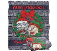 LOGOVISION Rick and Morty Merry Rickmas Ugly Christmas Sweater Plaid Ultra Doux au Toucher Soyeux - 152 x 127 cm