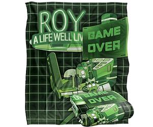 LOGOVISION Rick and Morty Roy Game Over Plaid Ultra Doux au Toucher Soyeux - 152 x 127 cm