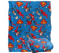 LOGOVISION Superman Flying Repeat Pattern Plaid Ultra Doux au Toucher Soyeux - 152 x 127 cm
