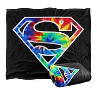 LOGOVISION Superman Superman Tie Dye Logo Plaid Ultra Doux au Toucher Soyeux - 152 x 127 cm