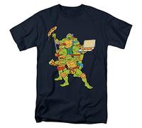 LOGOVISION TMNT Pizza Party Unisex T Shirt, Navy, Bleu Marine, L Mixte