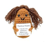 LOGRRMTH Mini jouet amusant en laine tricotée avec carte positive - Poupée créative au crochet - Cadeau pour amis, fêtes, décoration de Noël et encouragement (pommes de terre jaunes)
