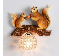 LOGT 3D Animaux Écureuil Applique Murale Résine Cristal E27 Éclairage Décoratif Écureuil Chandelier Animaux Rétro Garçons et Filles Lampe Murale pour Couloir Escalier Chambre Séjour