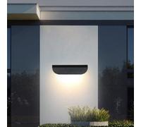 LOGT Applique Murale étanche IP65 LED Extérieur Courbe,10W Blanc Chaud 3000K Aluminium Verre Abat-jour Blanc/Noir Eclairage Mural Intérieur, pour Jardin Front Salle de Bains Véranda,Noir