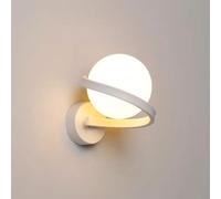 LOGT Applique Murale LED Intérieure Boule Lampe Murale 3 Couleurs Lampe de Chevet G9 Moderne Boule de Verre Abat Jour Eclairage Mural Métal Lampe de Mecture Ronde Cristal Veilleuse 12W,Blanc