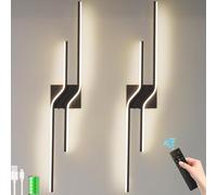 LOGT Applique murale LED Longue Lampe murale sans fil Rechargeable 80 cm Noir Intérieur Dimmable Appliques Murales Alimentées par Batterie Rechargeables par USB Éclairage Murale Télécommande,2 stück