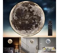 LOGT Applique Murale LED Lune Moderne Dimmable avec télécommande Lampe Murale Lune Lampe de Nuit Ronde Lampe de décoration Lampe Acrylique Ultra Fine Abat-Jour Applique Murale Lampe de Chevet,60cm