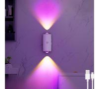 LOGT Applique Murale LED RGB Batterie sans Fil Lampe Murale Intérieure Extérieure avec Détecteur de Mouvement Veilleuse RGB Variable Éclairage Mural Magnétique sans Branchement Électrique Lumière
