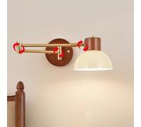 LOGT Bras pivotant Applique Murale Réglable Bras Long Intérieur Lumière Bois Vintage Lit de Nuit avec Bras Articulé Réglable Lumière de Lecture Mur Rétro Eclairage Métal Acrylique pour Chambre