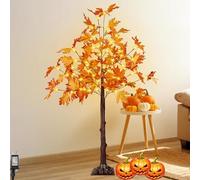 LOGT Feuilles d'érable LED Lampe Artificielle Lumière d'automne Lampe Arbre Lumières avec prise et câble Lampadaires d'intérieur et d'extérieur Arbre de Noël avec Éclairage Lumières Blanches,180cm