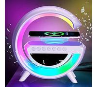 LOGT Haut Parleur Bluetooth Lampe Chevet Chargeur sans Fil Lumière d'Atmosphère Littérature de Bureau avec Synchronisation Musicale Lumière de Nuit Variable Bouton Poussoir Interrupteur RGB Portable