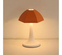 LOGT Lampe de table champignon, Lampe de table LED rechargeable Sans fil Dimmable 3 couleurs Touch Control Lampe champignon Rechargeable Lampe de chevet Lampe de bureau décorative pour,Orange