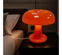 LOGT Lampe de Table Champignon LED Avec Câble Interrupteur Lumière Champignon Intérieur Variable Lit de Table Orange Lampe de Nuit Décorative Moderne Mushroom Lamp Prise USB 3 niveaux luminosité Lampe