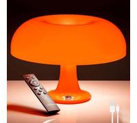 LOGT Lampe de Table Champignon Orange avec Télécommande et Interrupteur Tactile Variable Lampe de Table sans Fil USB Rechargeable Application Mushroom Lampe Champignon Batterie Timer Veilleuse