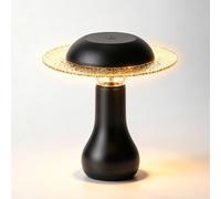 LOGT Lampe LED en Forme de Champignon Intensité Réglable Rechargeable sans fil Lumière de Table avec Interrupteur Tactile Boule Magnétique Veilleuse Alimentée par Piles, Recharge USB,Noir
