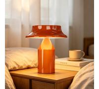 LOGT Lampe LED en Forme de Champignon Orange Rechargeable à Intensité Réglable Lumière de Table sans fil Commande Tactile Rechargeable par USB Lumière à Piles 2000mAh Lampe en Métal en Forme