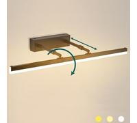 LOGT Lampe Miroir LED Salle de Bains 14W Rotation Lumière Miroir Longueur Réglable Intérieur Eclairage Applique Variable 3 Niveaux de Luminosité,Lumière de Maquillage, Lampe de Lecture,Noir,40CM
