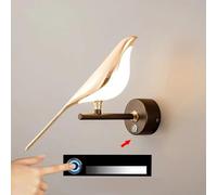 LOGT Lampe Murales Oiseau Variable avec Interrupteur Tactile Appliques Rotation 360° Lampe de Chevet Décorative Moderne Bird Lampe de lit LED Chaude 3000K Lampe de Nuit pour Salon Chambre,1