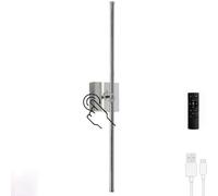 LOGT LED Mirror Light Batterie Sans Fil Lampe Murale 360 ° Applique Murale Pivotante Avec Télécommande et Tactile Gradation Longue Lampe Murale USB Lampe de Lecture Intérieure Rechargeable,Argent