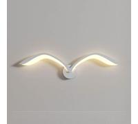 LOGT LED Mouettes Applique Intérieure Oiseau Lampe Murale Chambre Enfants 9W Animaux Décorer Applique Mouette Blanc Abat-jour Acrylique Lampe de Chevet Chaud Oiseau Applique (Blanc 50CM)