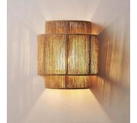 LOGT Muraux Boho Applique Murale Rétro en Rotin Appliques L'intérieur De Corde Chanvre E27 Décoration D'intérieur Faite À La Main Applique Vintage Lampe Bambou Salon Chambre Salle À Manger Couloir
