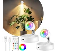 LOGT Spot LED RGB d'accentuation, Spot sans fil avec Télécommande et 13 Couleurs, Spot Mural à Intensité Variable avec Interrupteur Tactile Applique murale à batterie Lampe murale orientable,2 stück