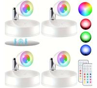 LOGT Spot LED RGB d'accentuation, Spot sans fil avec Télécommande et 13 Couleurs, Spot Mural à Intensité Variable avec Interrupteur Tactile Applique murale à batterie Lampe murale orientable,4 stück