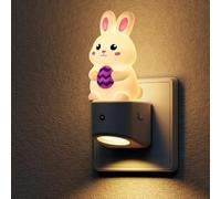 LOHAS-LED Veilleuse avec prise LED lapin de Pâques, capteur crépusculaire | RVB et blanc chaud 3000 K, pour chambre à coucher, cuisine, salle de bain, couloir, escalier, 1 pack