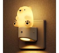 LOHAS-LED Veilleuse avec prise, ours 3D veilleuse avec détecteur crépusculaire, réglable, RGB et blanc chaud 3000 K, lumières de nuit pour chambre d'enfant, couloir, escalier, dortoir