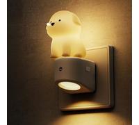 LOHAS-LED Veilleuse de Prise, Veilleuse 3D Chiot Mignon avec Détecteur de Crépuscule, RVB + Blanc Chaud 3000K, Changement de Couleur, Veilleuses pour Chambre d'Enfant, Jeunes Enfants, Couloir