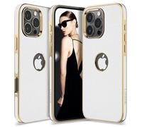 LOHASIC Étui de Protection en Cuir synthétique pour iPhone 16 Pro Max, Logo View, Luxe élégant ProMax pour Homme et Femme, Protection antidérapante en TPU, 6,9 Pouces, Blanc doré