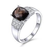 Lohaspie Femme Bague En Argent Sterling 925 Solitaire Mariage Promesse Bague Quartz fumé Zircone Cubique Anneau Bague de Fiancailles,Bijoux Femme,Cadeau Anniversaire