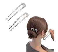 LOHGOU Lot de 2 grandes fourchettes à cheveux de style français en forme de U pour femmes et filles, épingles à cheveux vintage pour chignons, cheveux longs et épais (argenté)