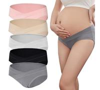 Lohhbve Culotte de maternité V - Support Abdominal Culotte Coton Respirant Culotte de maternité Femmes Post - Partum 5 PCS Set