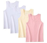 Lohhbve Ensemble de 4 Gilets de Couleur Unie Classiques pour Enfants pour Les Filles de 2 à 10 Ans, Gilet de Travail en Coton, Lot de Plusieurs