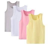 Lohhbve Ensemble de 4 Gilets de Couleur Unie Classiques pour Enfants pour Les Filles de 2 à 10 Ans, Gilet de Travail en Coton, Lot de Plusieurs