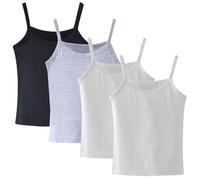 Lohhbve Ensemble de 4 Gilets de Couleur Unie Classiques pour Enfants pour Les Filles de 2 à 10 Ans, Gilet de Travail en Coton, Lot de Plusieurs