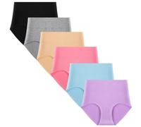 Lohhbve Femmes Coton Plus Taille Slip Pack Taille Haute Slip Couleur Unie Slip Souple sous - vêtements Respirants Absorbent l'humidité et la Transpiration Lot de 6